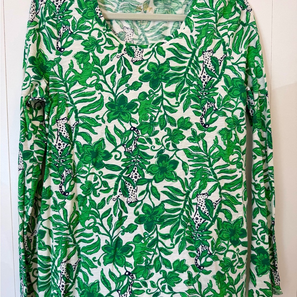 Lilly Pulitzer | L | Etta Scoop Neck Long Sleeve | FIDDLE LEAF GREEN | NWOT